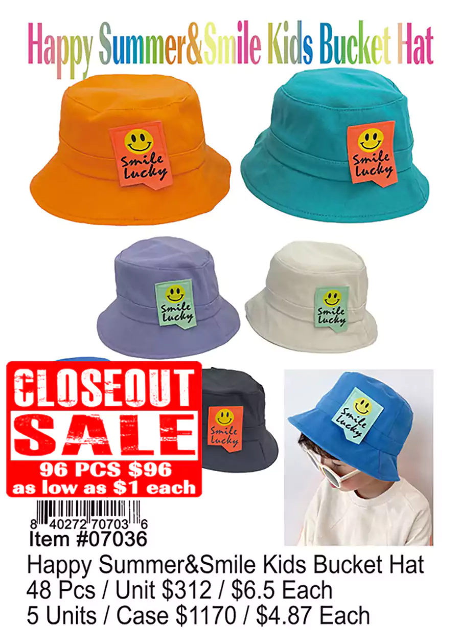 Happy Summer and Smile Kids Bucket Hat (CL)